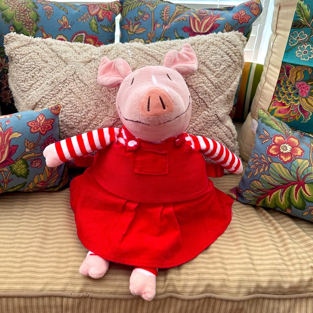 Zoobies OLIVIA BLANKET the pig 18” Doll Striped with Red Plush Soft Blanket 2011